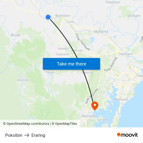 Pokolbin to Eraring map