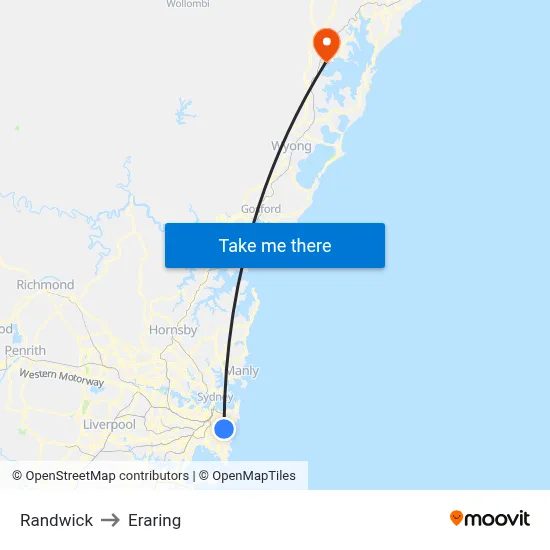 Randwick to Eraring map