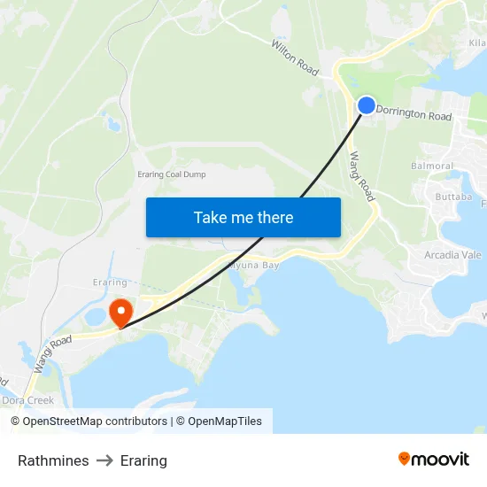 Rathmines to Eraring map