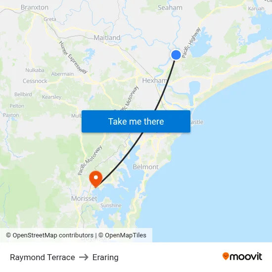 Raymond Terrace to Eraring map