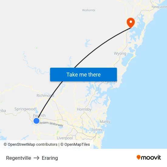 Regentville to Eraring map