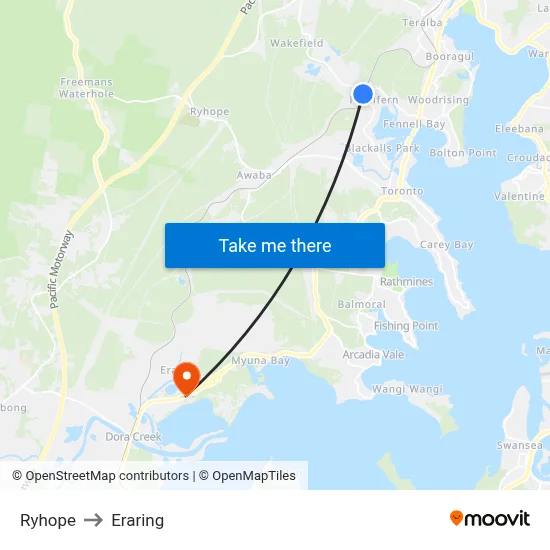 Ryhope to Eraring map