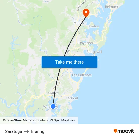 Saratoga to Eraring map