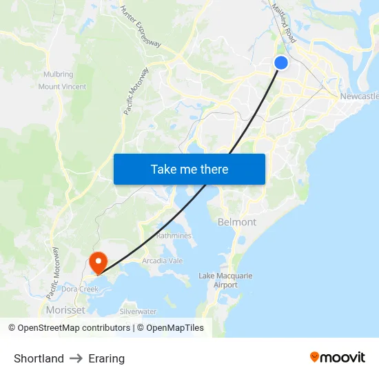 Shortland to Eraring map