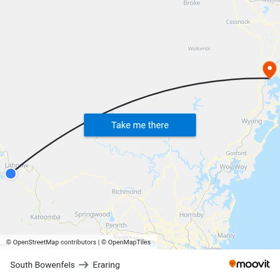 South Bowenfels to Eraring map