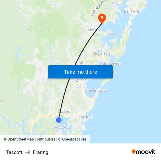 Tascott to Eraring map