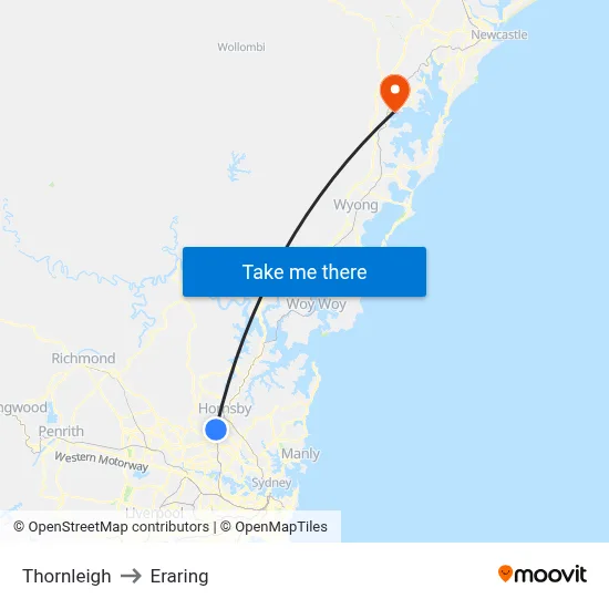 Thornleigh to Eraring map