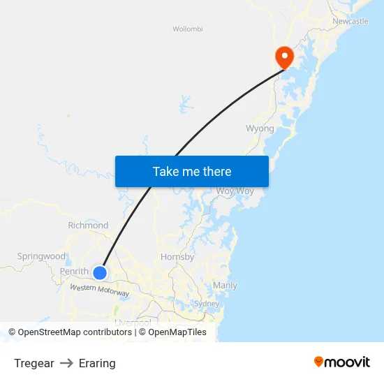 Tregear to Eraring map