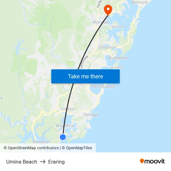 Umina Beach to Eraring map