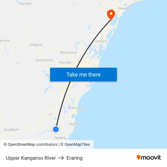 Upper Kangaroo River to Eraring map