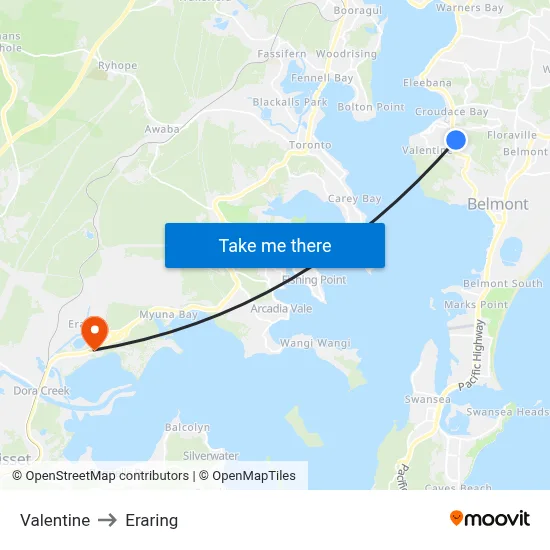 Valentine to Eraring map