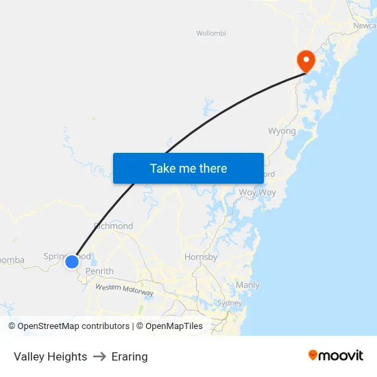 Valley Heights to Eraring map