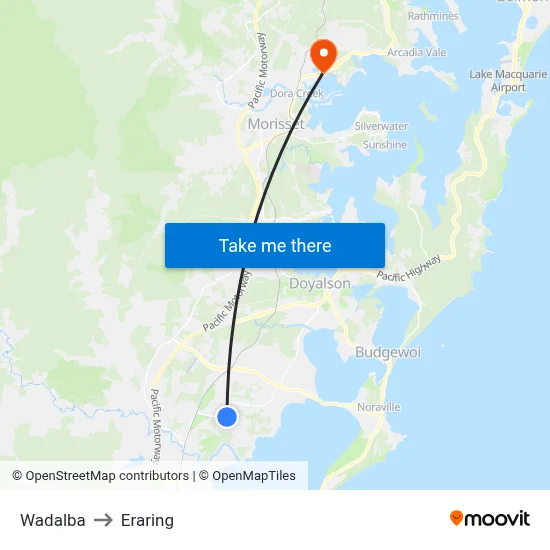 Wadalba to Eraring map