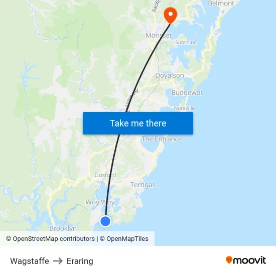 Wagstaffe to Eraring map