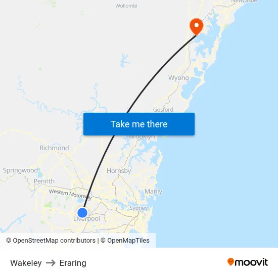 Wakeley to Eraring map