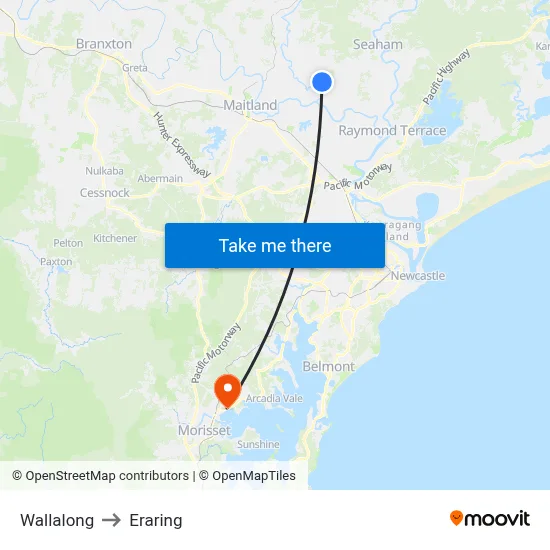 Wallalong to Eraring map