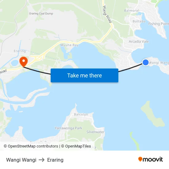 Wangi Wangi to Eraring map
