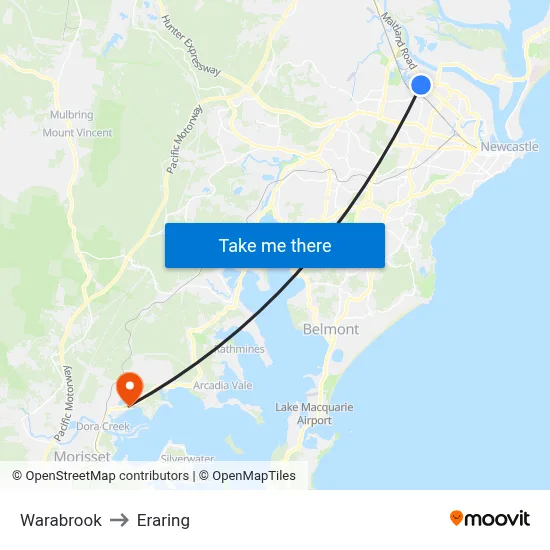 Warabrook to Eraring map