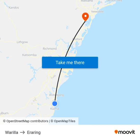 Warilla to Eraring map