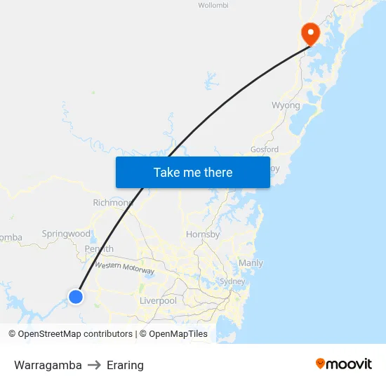 Warragamba to Eraring map