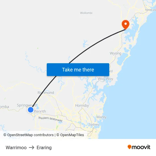 Warrimoo to Eraring map
