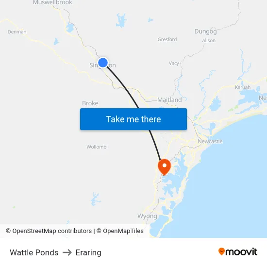 Wattle Ponds to Eraring map