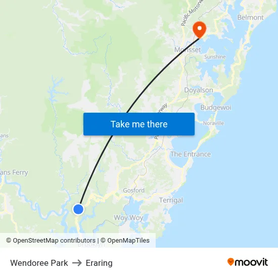 Wendoree Park to Eraring map
