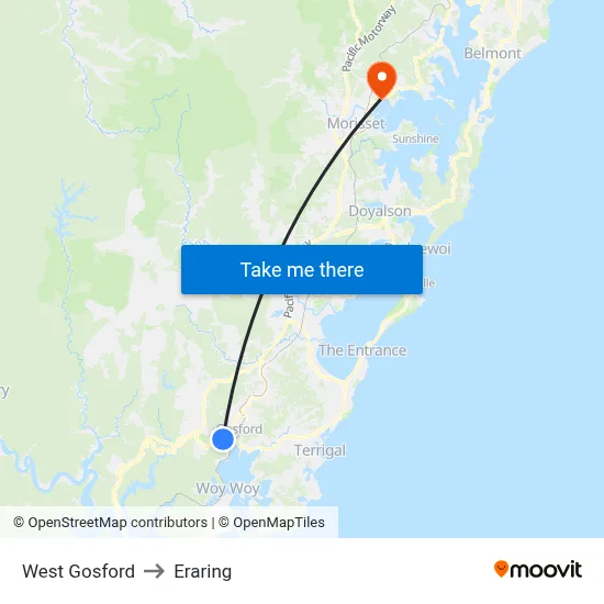 West Gosford to Eraring map