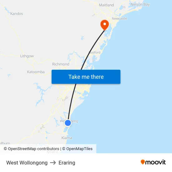 West Wollongong to Eraring map