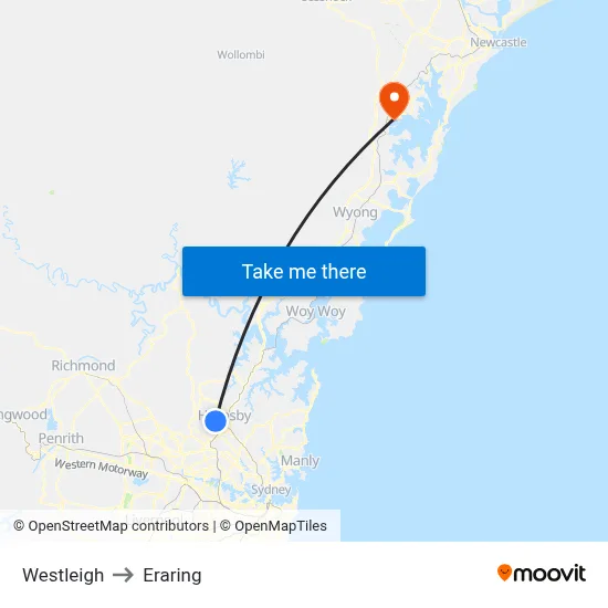Westleigh to Eraring map