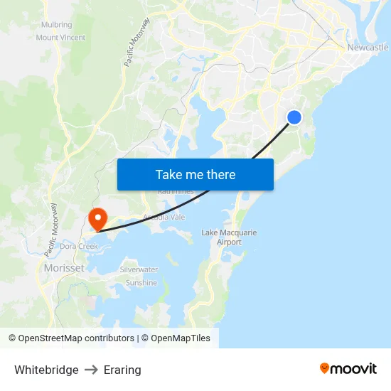 Whitebridge to Eraring map