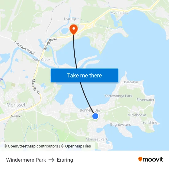Windermere Park to Eraring map