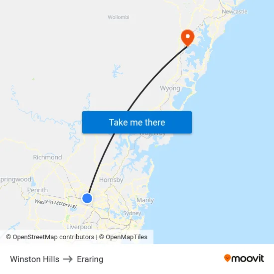 Winston Hills to Eraring map