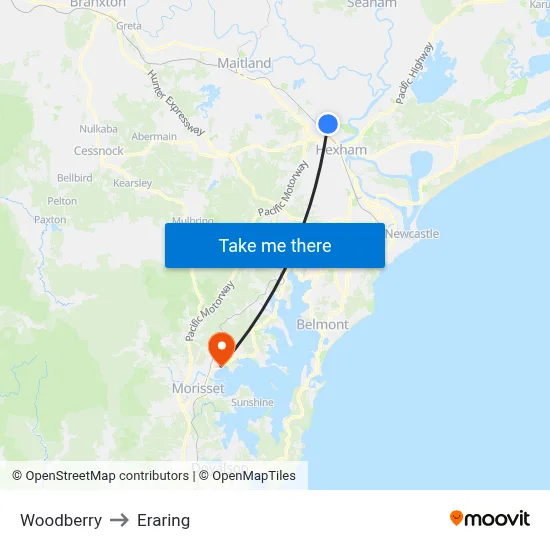 Woodberry to Eraring map