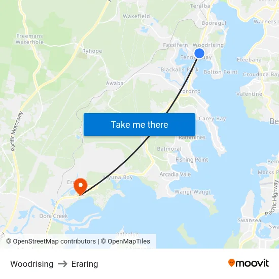 Woodrising to Eraring map