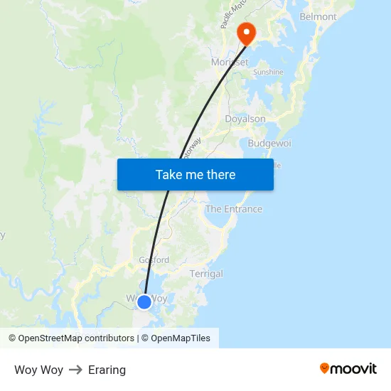 Woy Woy to Eraring map