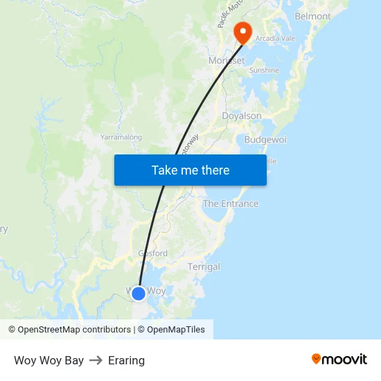 Woy Woy Bay to Eraring map