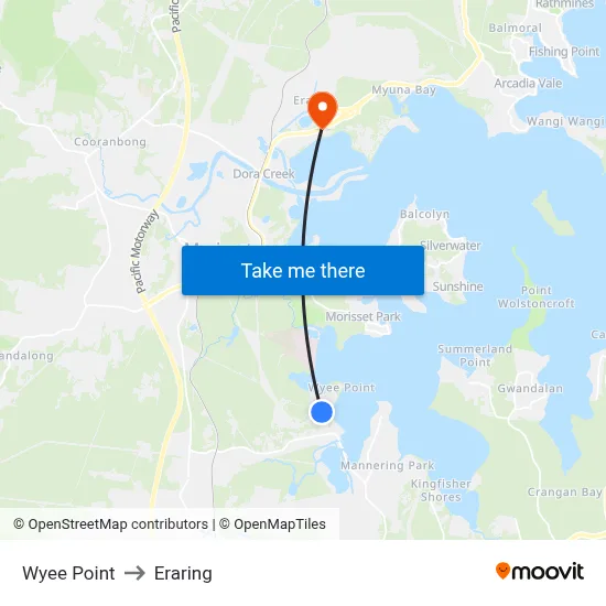 Wyee Point to Eraring map