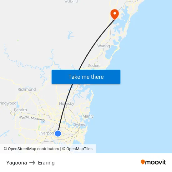 Yagoona to Eraring map