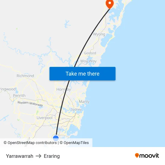 Yarrawarrah to Eraring map