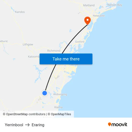 Yerrinbool to Eraring map