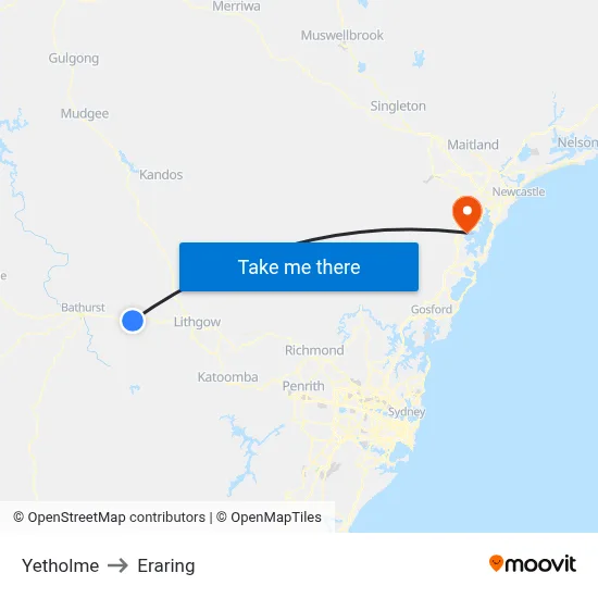 Yetholme to Eraring map