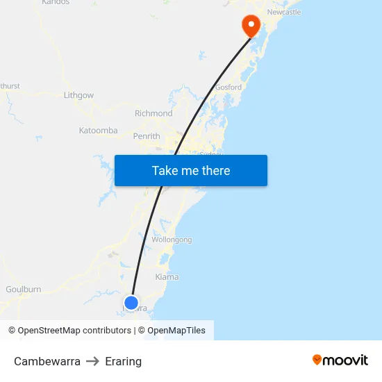 Cambewarra to Eraring map