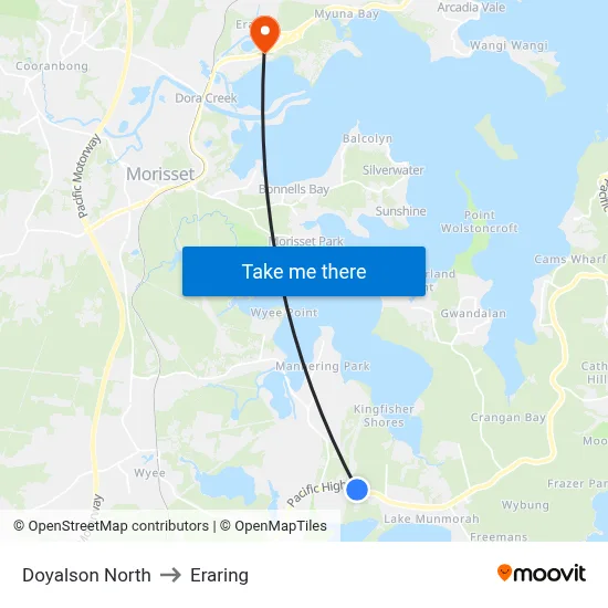 Doyalson North to Eraring map