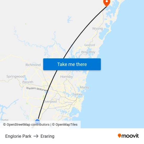 Englorie Park to Eraring map