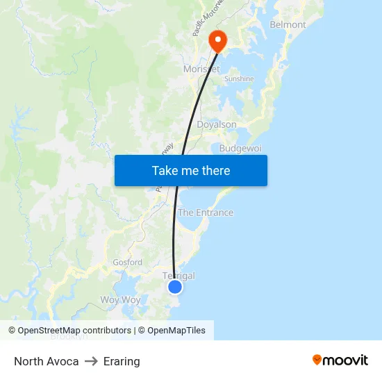 North Avoca to Eraring map