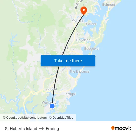 St Huberts Island to Eraring map