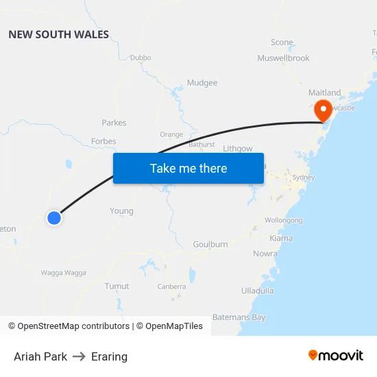 Ariah Park to Eraring map