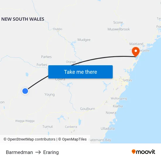 Barmedman to Eraring map