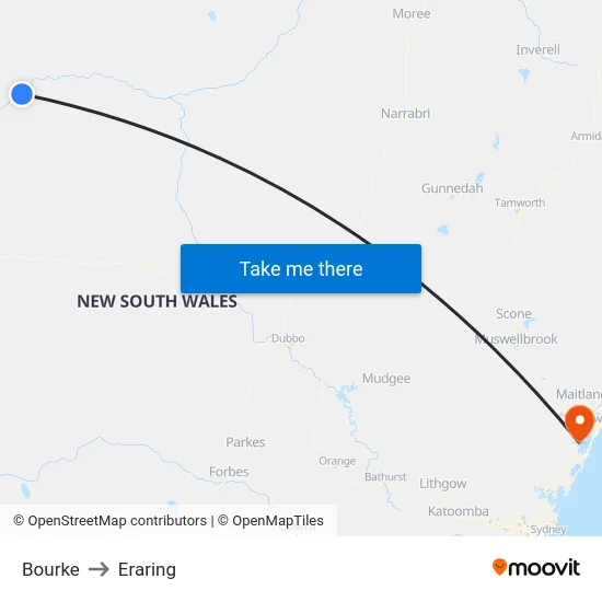 Bourke to Eraring map